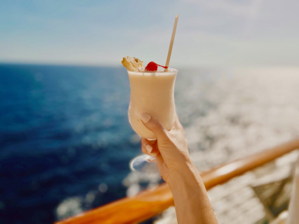 Piña colada on a cruise ship