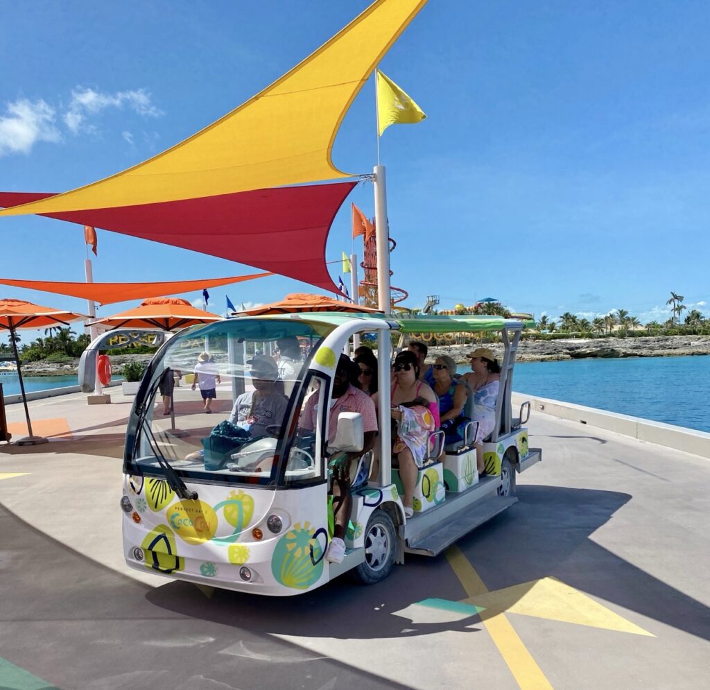 Free tram at CocoCay