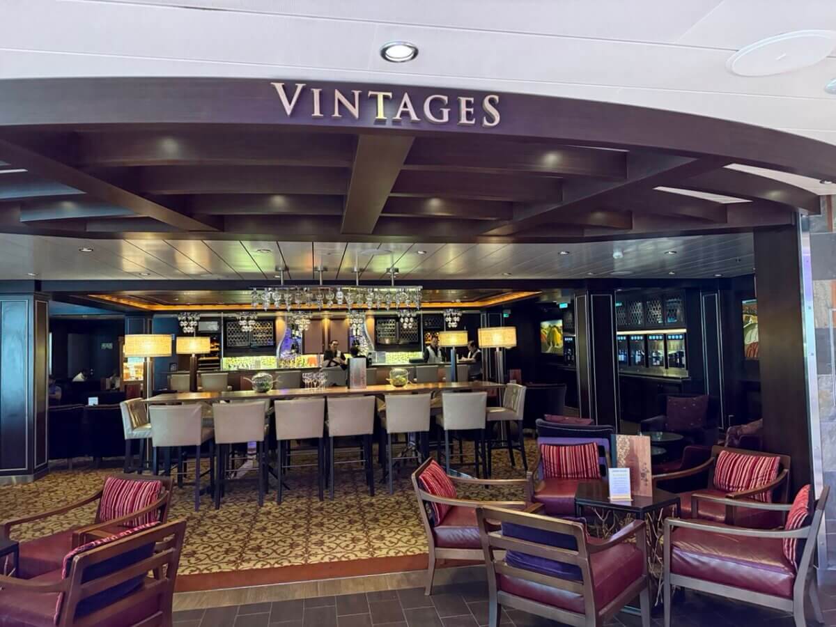 Vintages wine bar on a Royal Caribbean cruise ship
