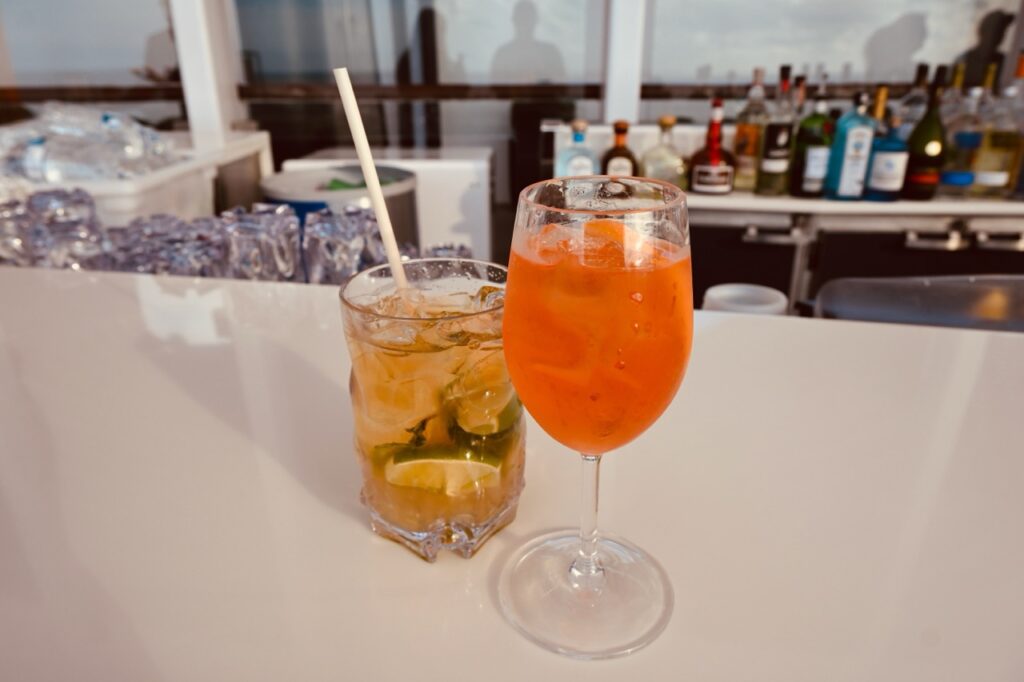 Two cocktails on the Magic Carpet on a Celebrity cruise