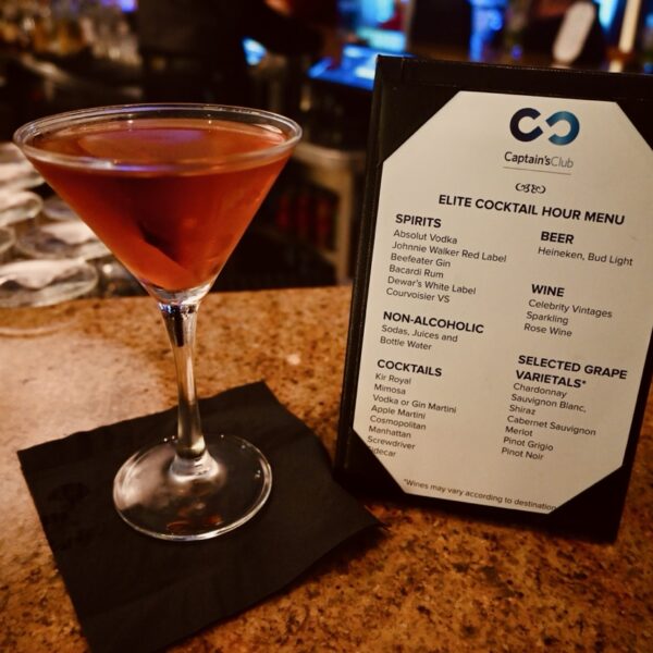 Elite Cocktail Hour Menu on a Celebrity cruise