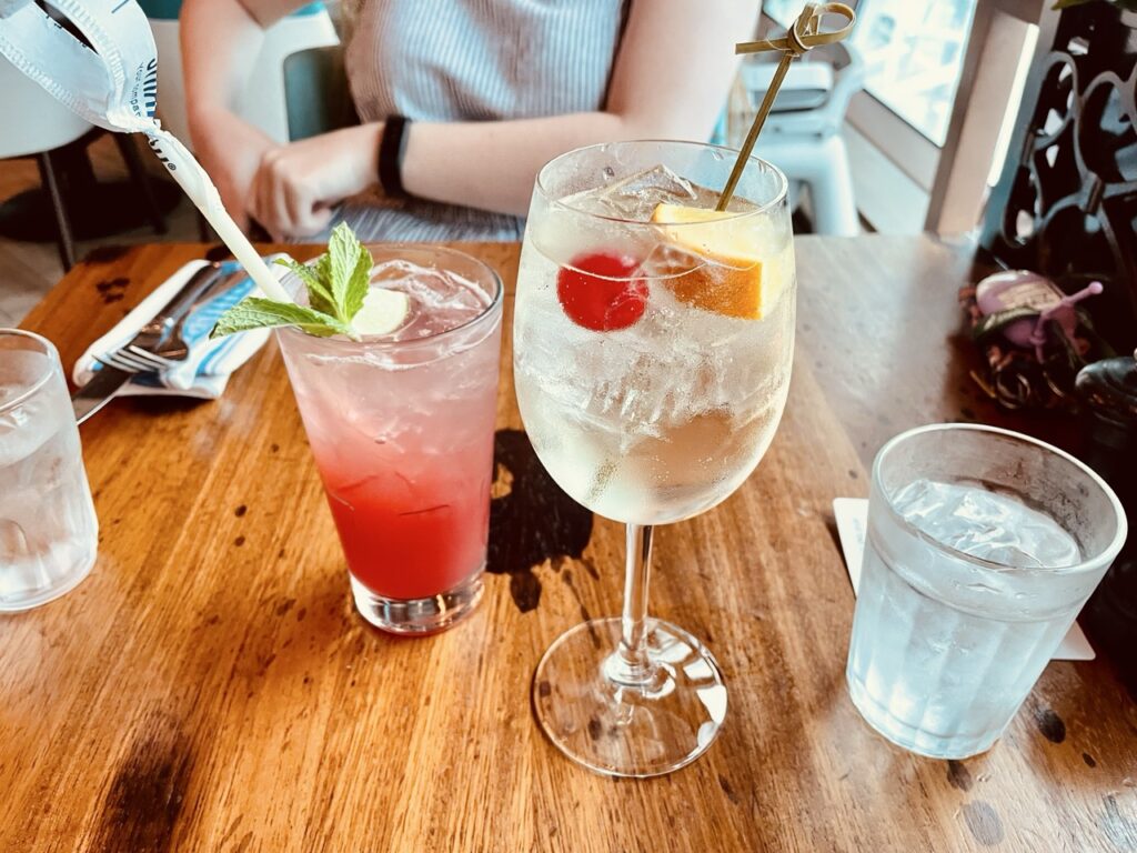 Two fruity drinks at Jamie's Italian on Royal Caribbean