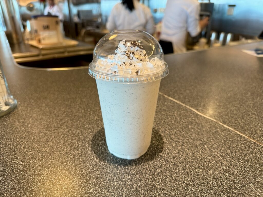 Cookies and cream milkshake on a cruise ship