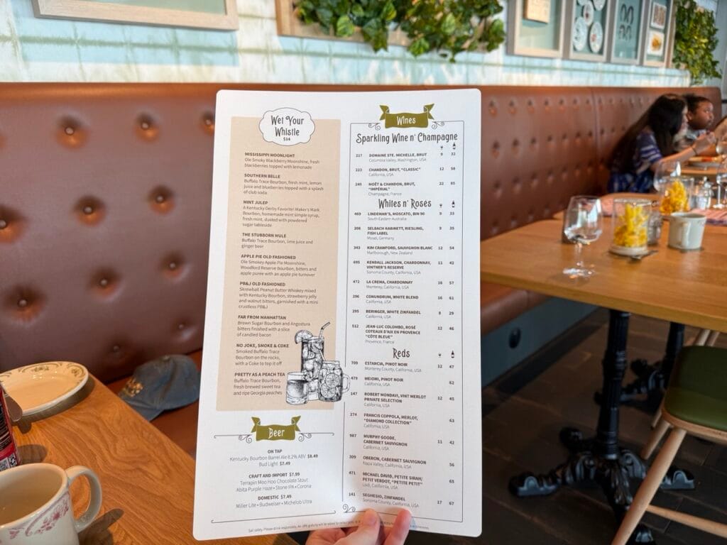 Drink menu at Mason Jar