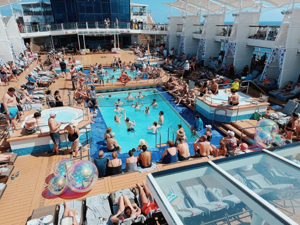 Pool volleyball on a cruise ship