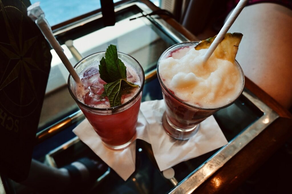 Two cocktails in the Schooner Bar