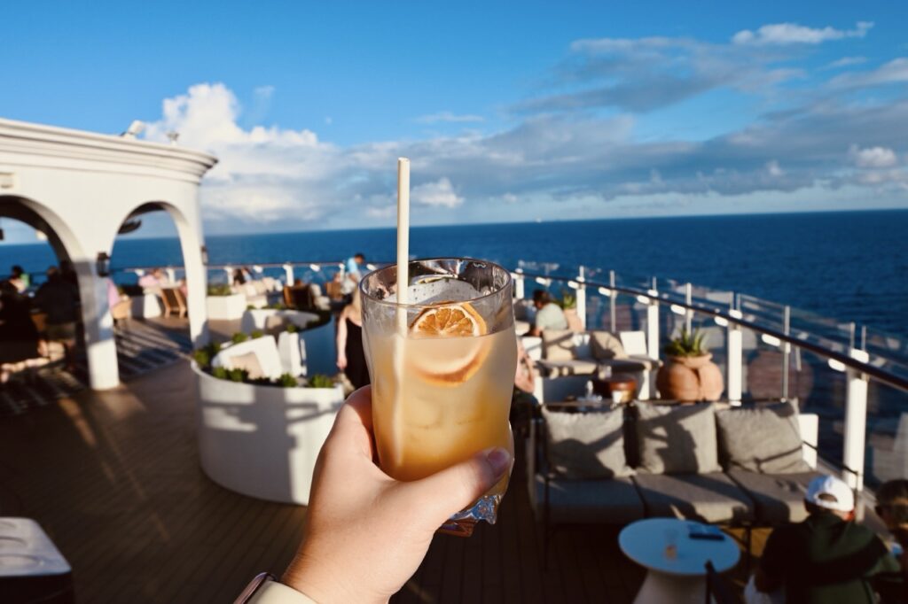 Fruity cocktail at the Sunset Bar on a Celebrity cruise