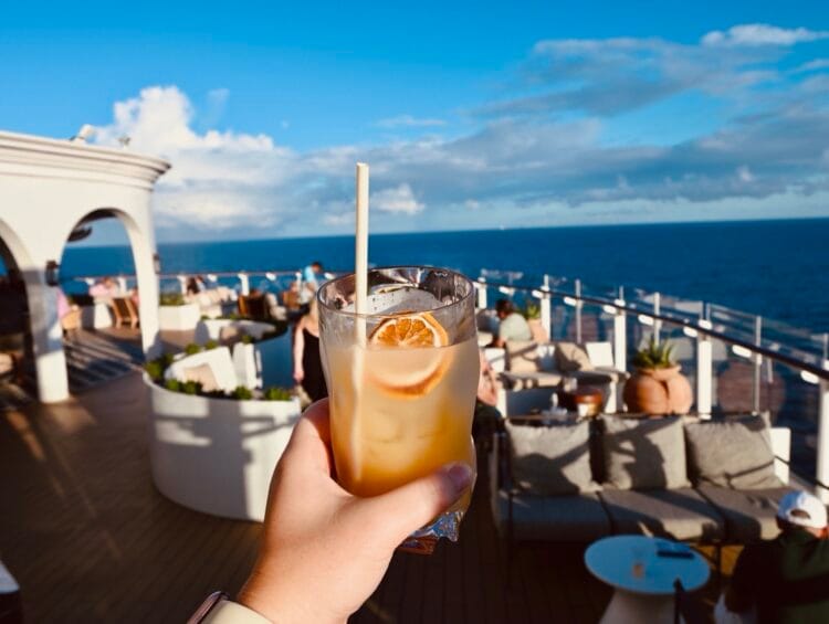 Fruity cocktail at the Sunset Bar on a Celebrity cruise