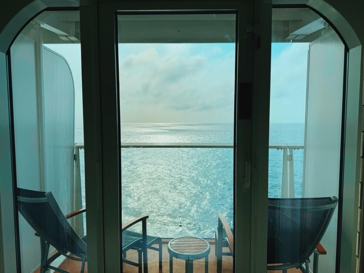Balcony views from a cabin on Anthem of the Seas