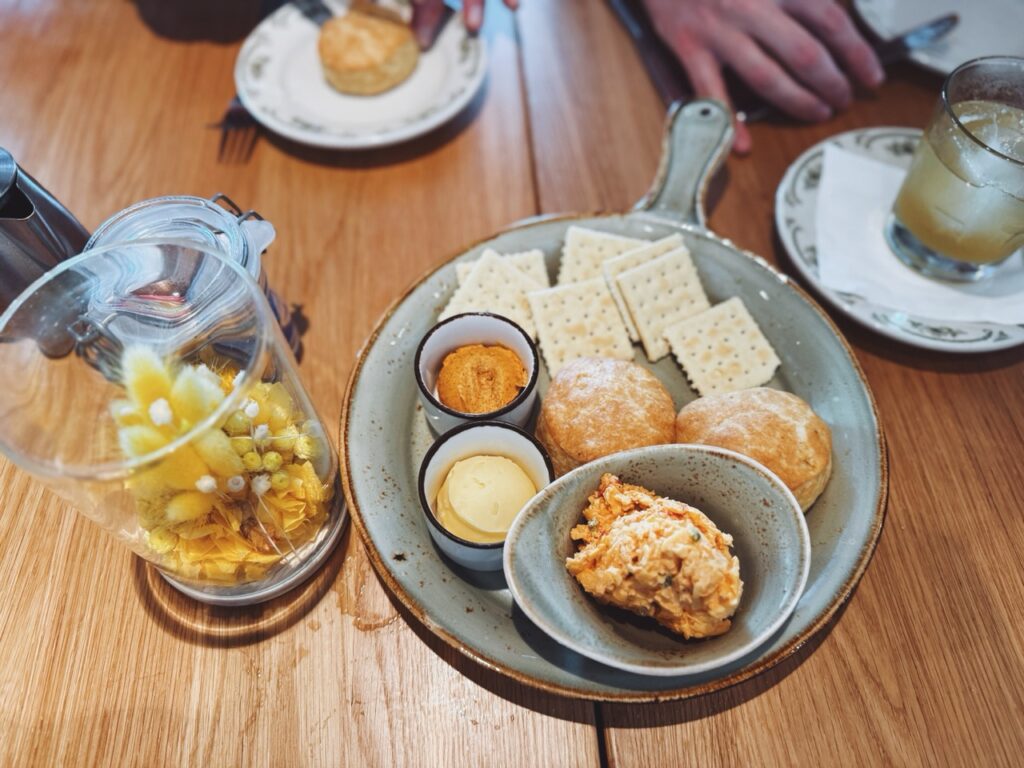 Crackers, cheese, and biscuits at The Mason Jar on Utopia of the Seas