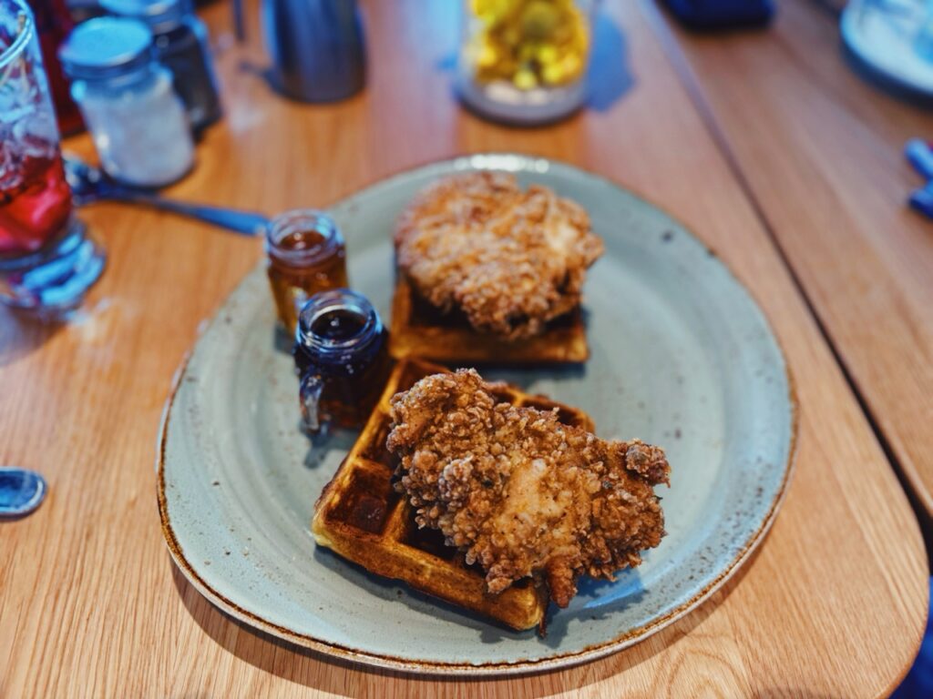 Chicken and waffles at The Mason Jar on Utopia of the Seas
