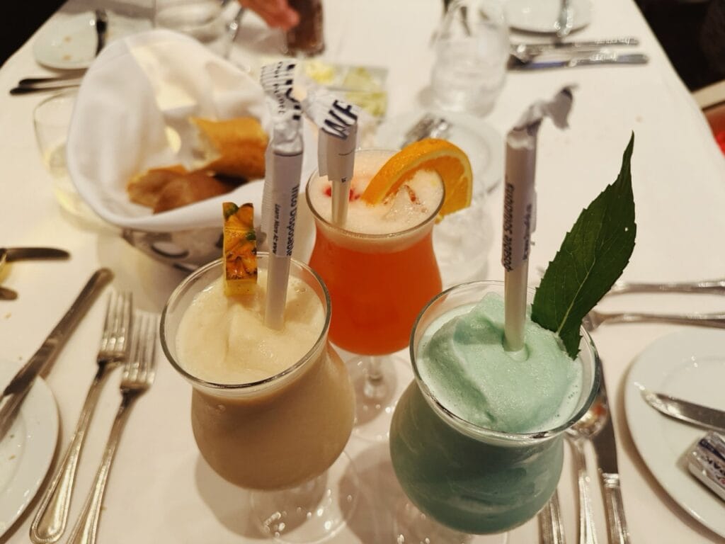 Three cocktails on a Celebrity cruise