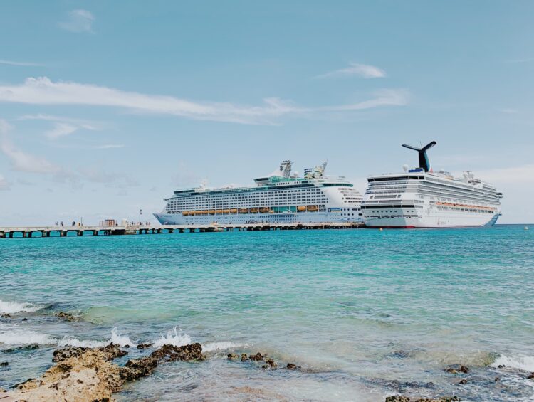 Royal Caribbean and Carnival Cruise Line docked in Costa Maya, Mexico