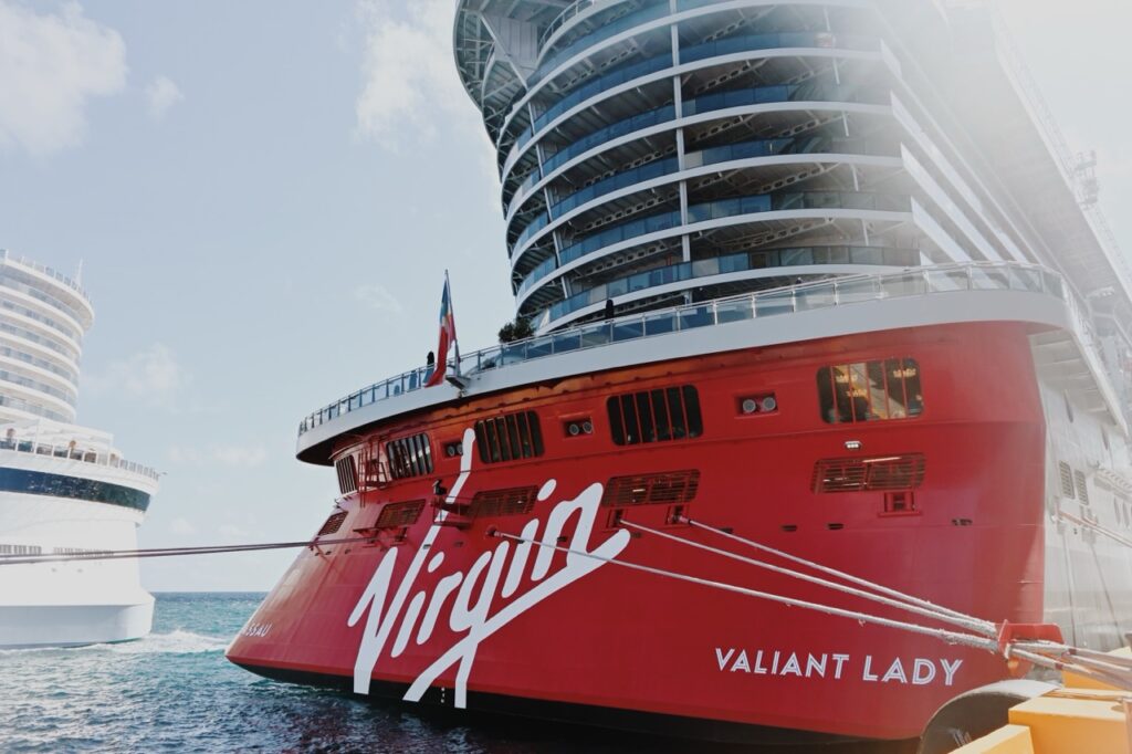 Virgin Voyages Valiant Lady docked in Costa Maya, Mexico
