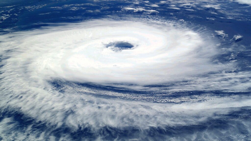 Cyclone storm from above