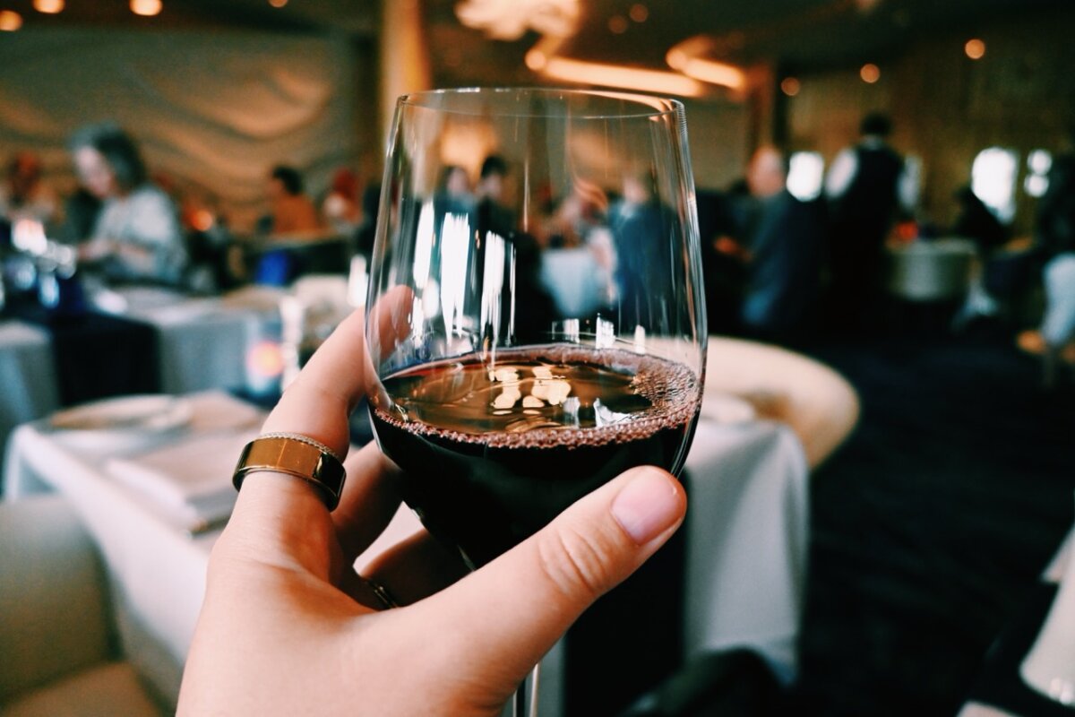 Glass of wine at The Blu