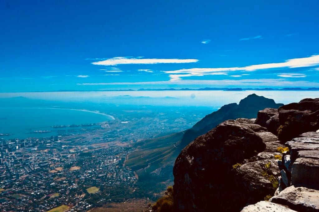Table Top Mountain view in Cape Town, South Africa