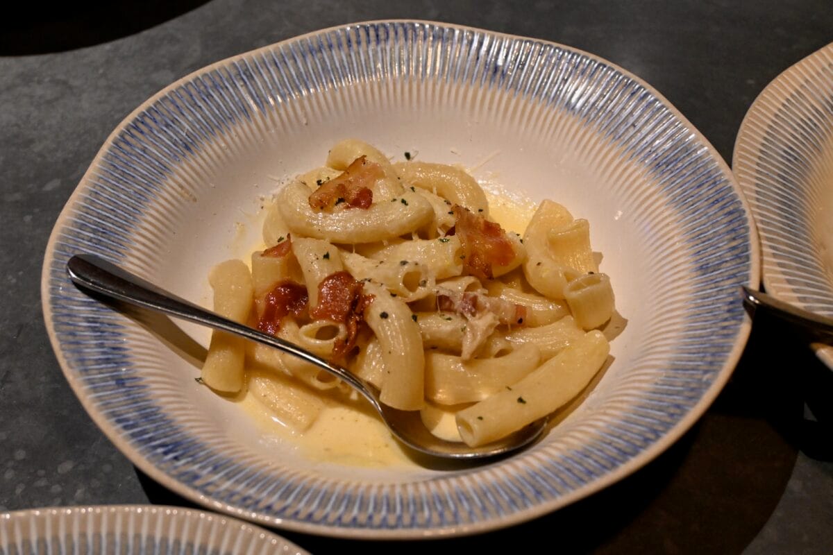 Carbonara pasta at Jamie's Italian on Royal Caribbean