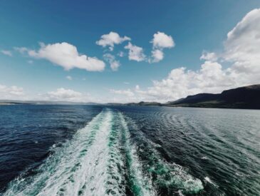 Cruise ship wake sailing in New England