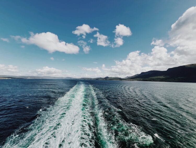 Cruise ship wake sailing in New England