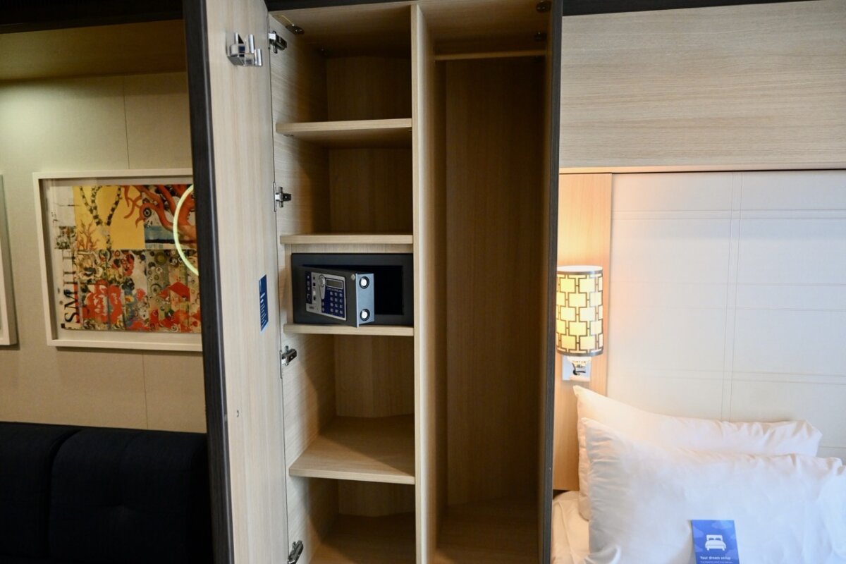 Storage closet in a balcony cabin on Anthem of the Seas