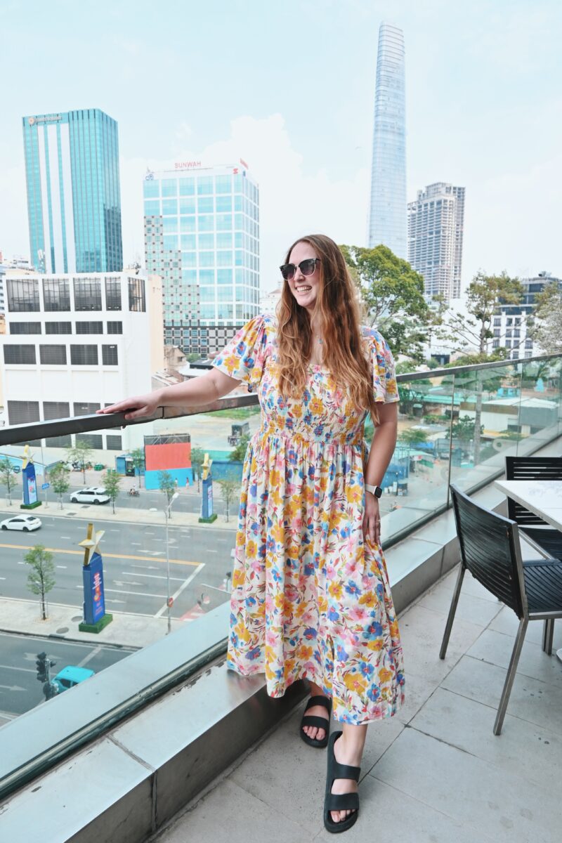 Printed floral dress in Vietnam