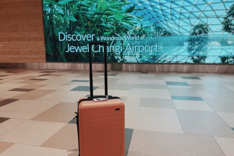Away Bigger Carry On Flex suitcase in Singapore Airport