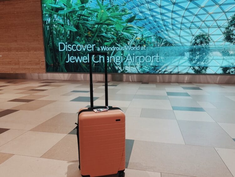 Away Bigger Carry On Flex suitcase in Singapore Airport