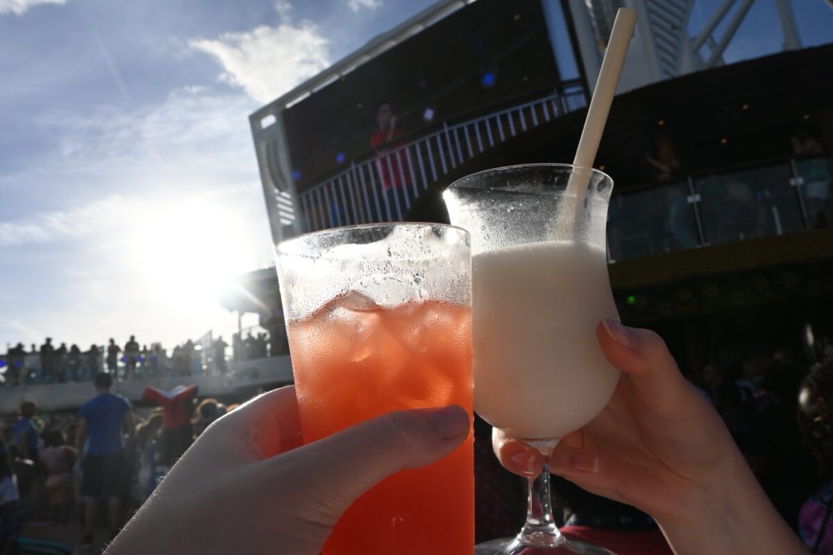 Cheers two drinks on a Carnival cruise