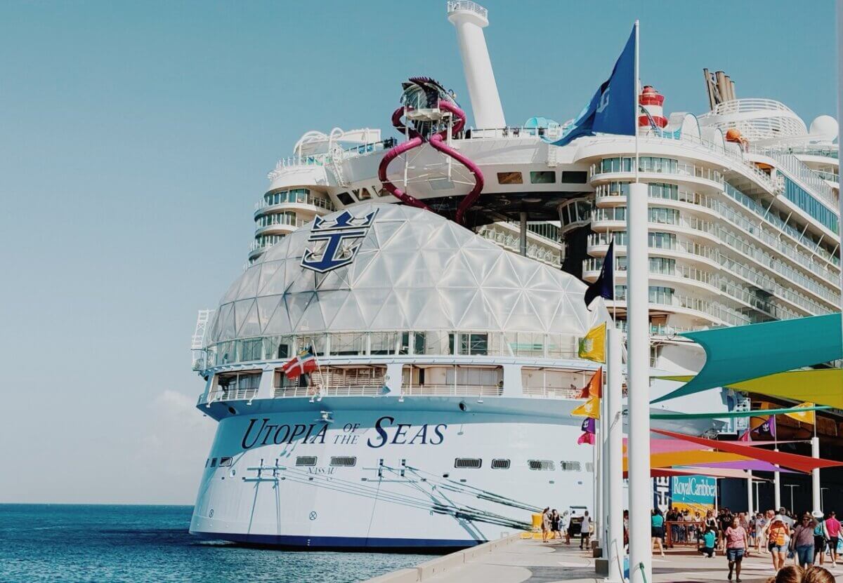 Utopia of the Seas cruise ship in CocoCay, Bahamas