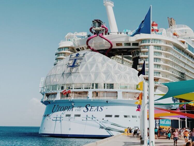 Utopia of the Seas cruise ship in CocoCay, Bahamas