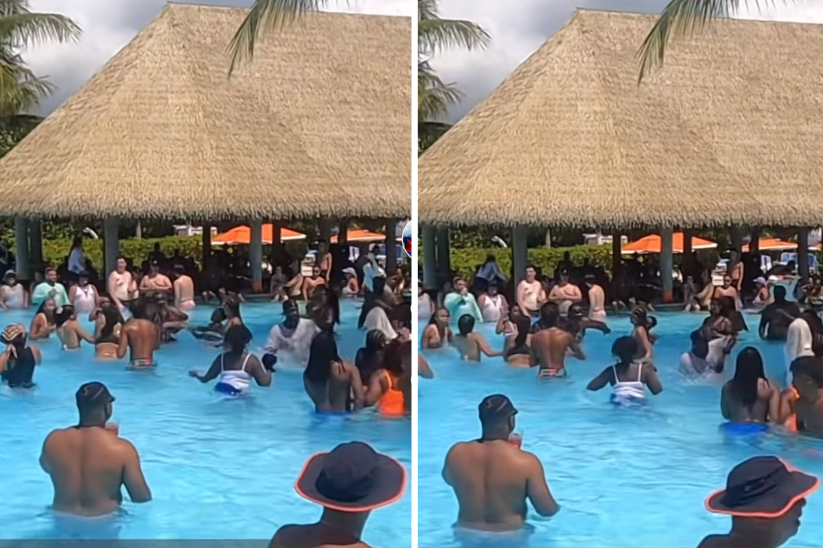 TikTok screenshots of fight at Royal Caribbean's private island, Perfect Day at CocoCay