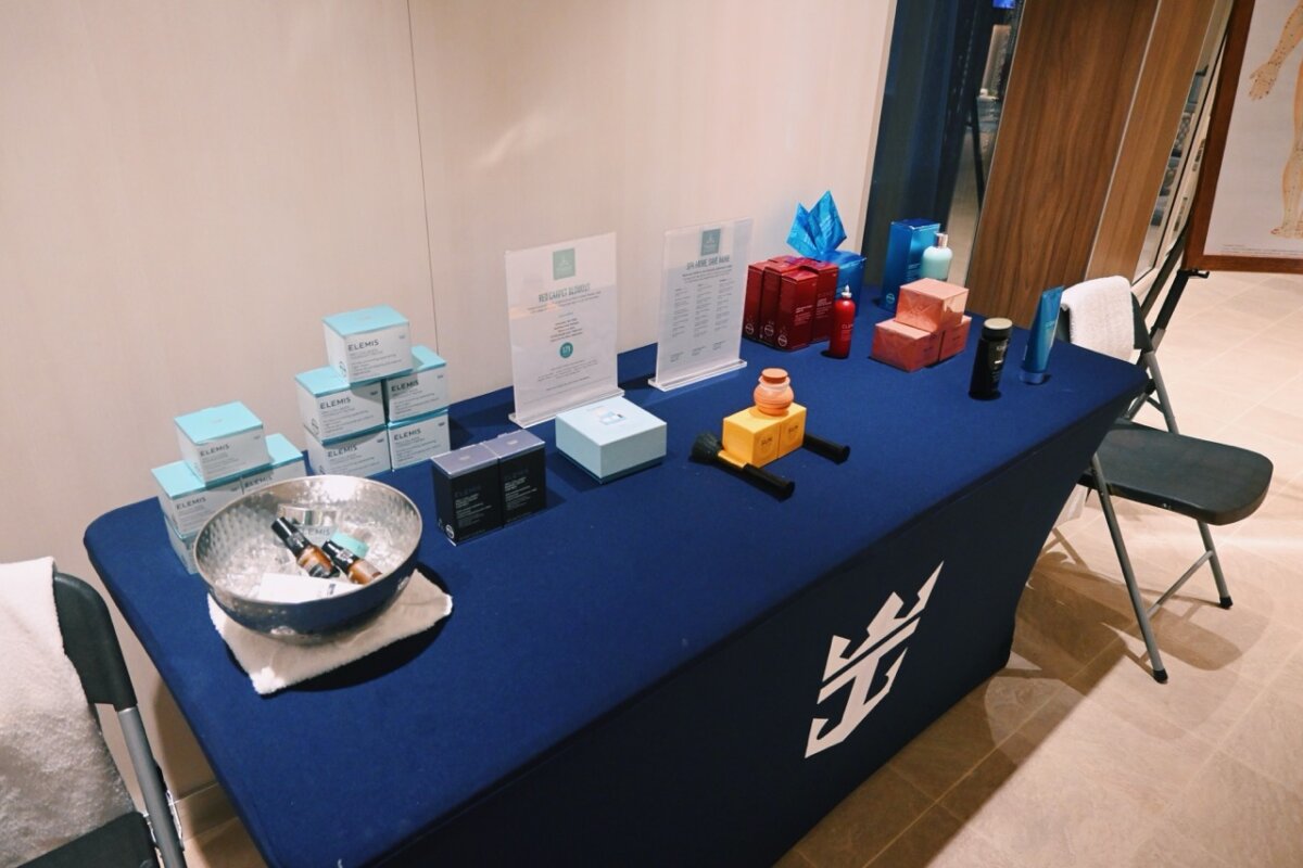 Sample spa products on a Royal Caribbean ship