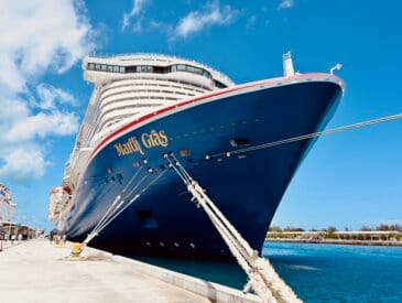 Mardi Gras cruise ship docked in Nassau