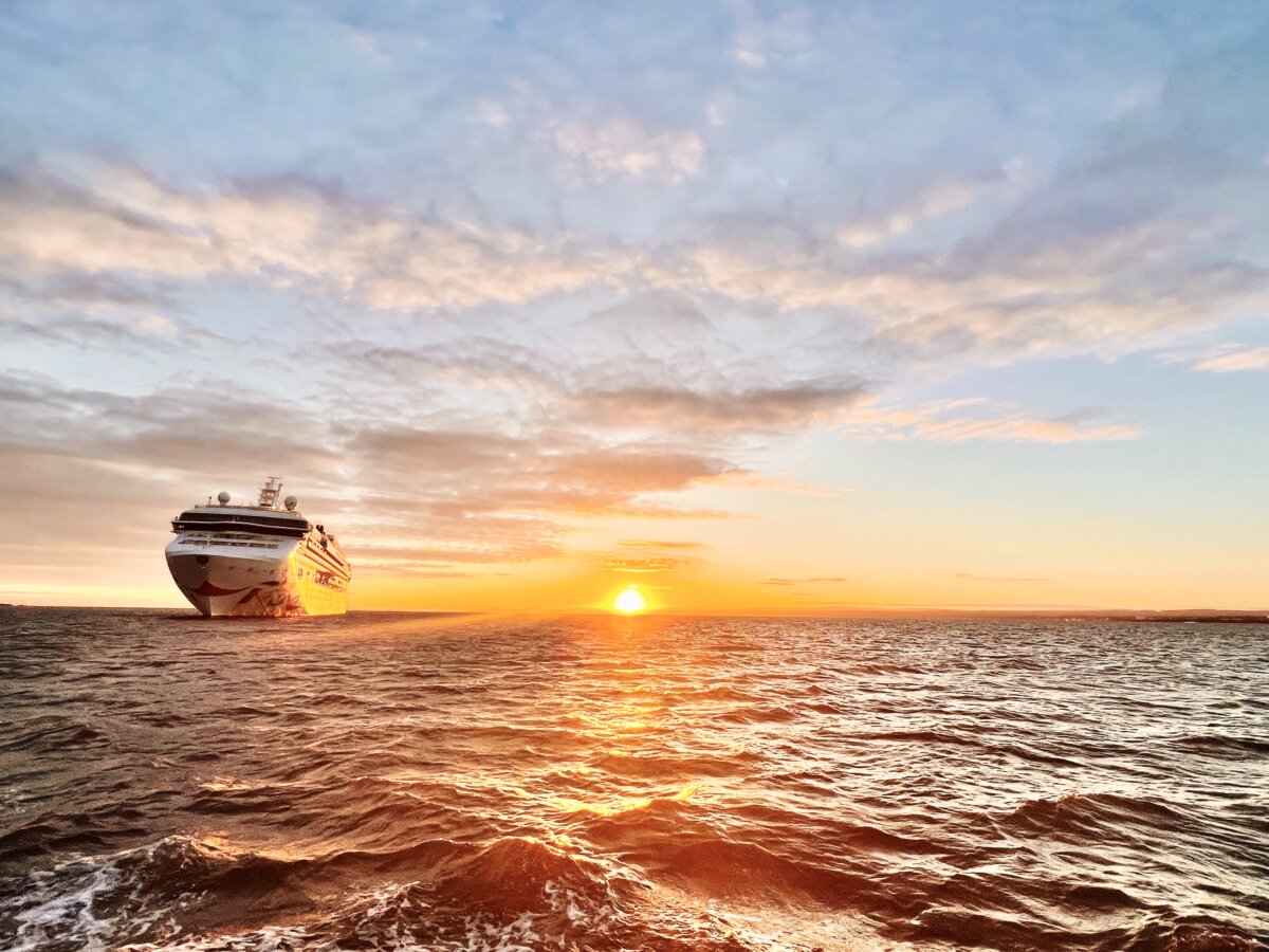 NCL Star ship at sunset near Edinburgh Scotland