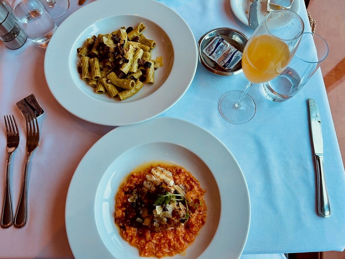 Pasta dishes on a Norwegian cruise