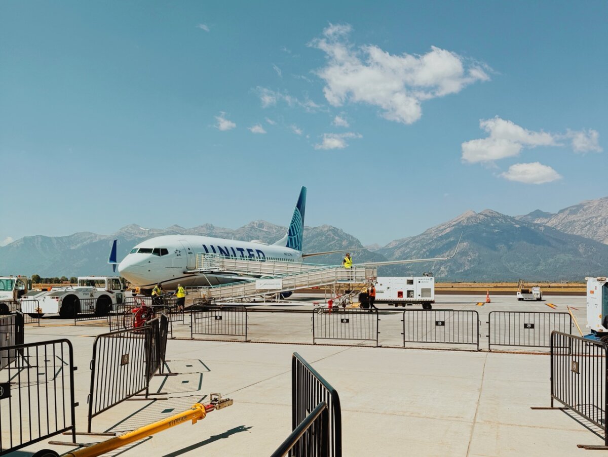 Jackson Hole Airport with a United Airlines plane