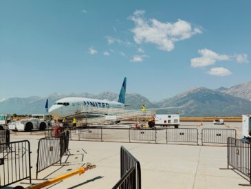 Jackson Hole Airport with a United Airlines plane