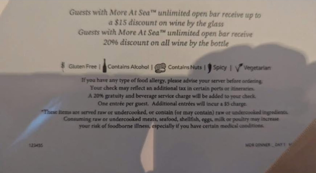 NCL Dining Policy Change