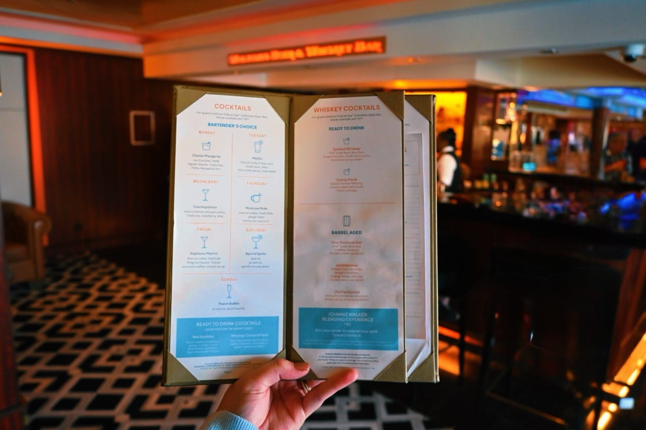 Norwegian Cruise Line Whisky Bar Menu