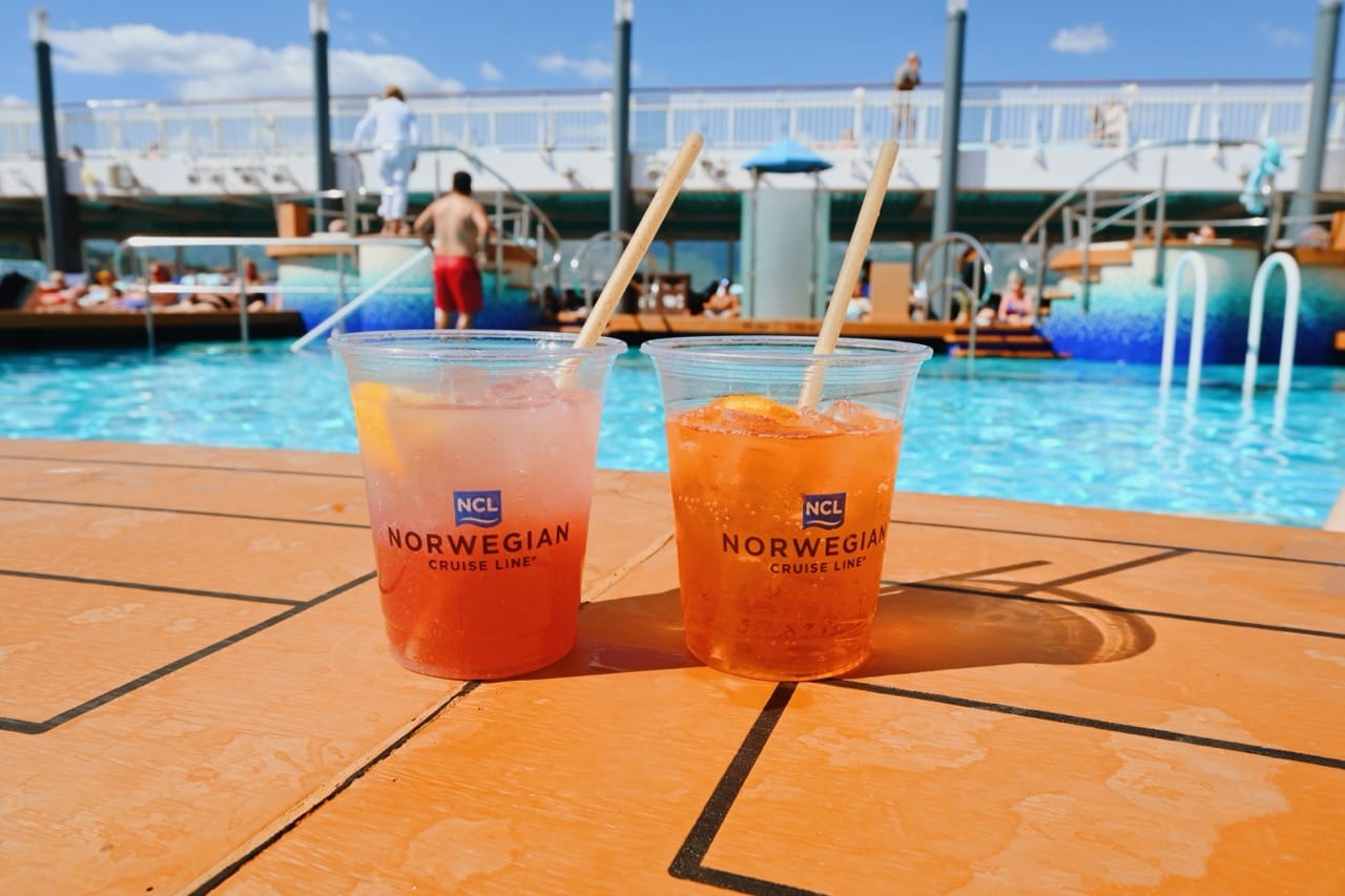 Norwegian Cruise Line Cocktails - Aperol Spritz and Botanic Spritz