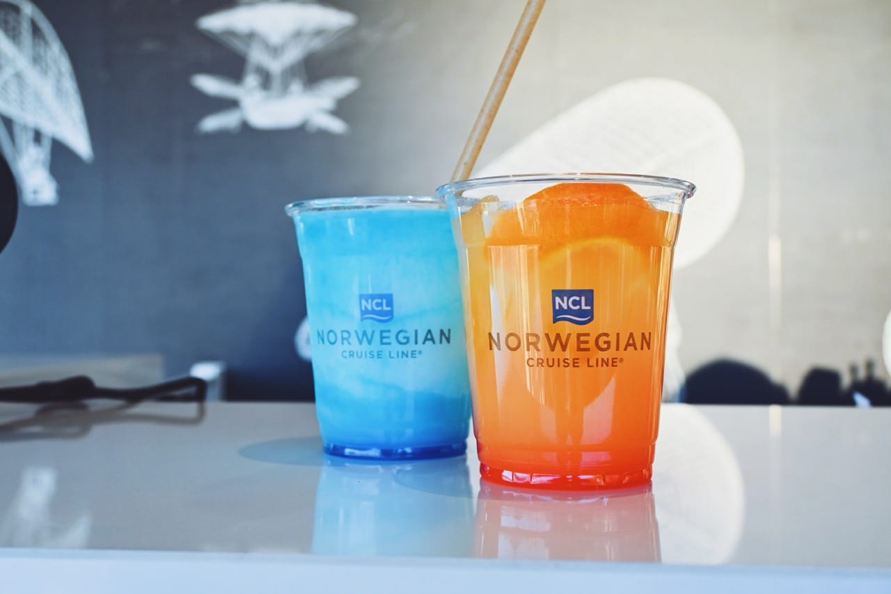 Norwegian Cruise Line Cocktails - Blue Crush and Tequila Sunrise