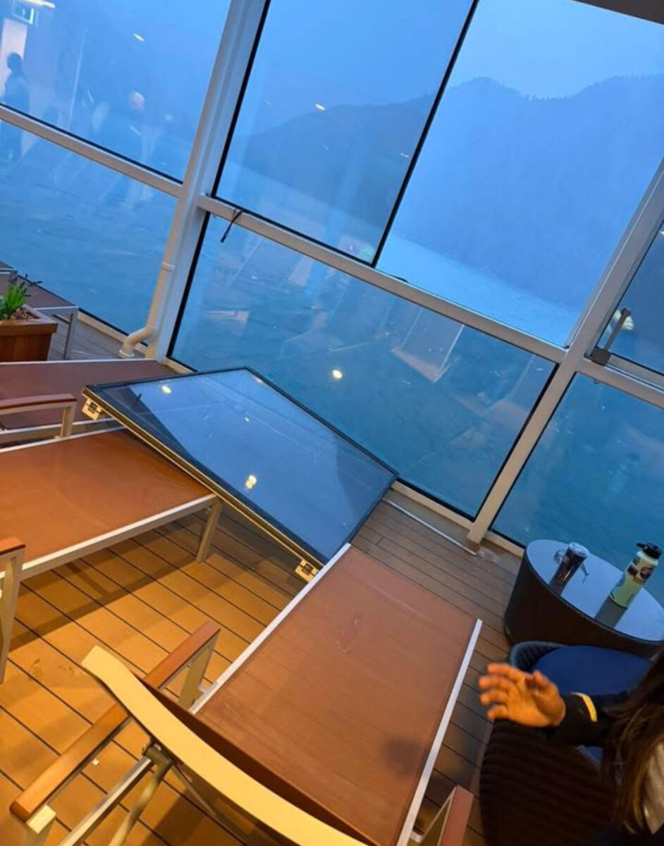 Quantum of the Seas window falls on passenger during storm in Alaska