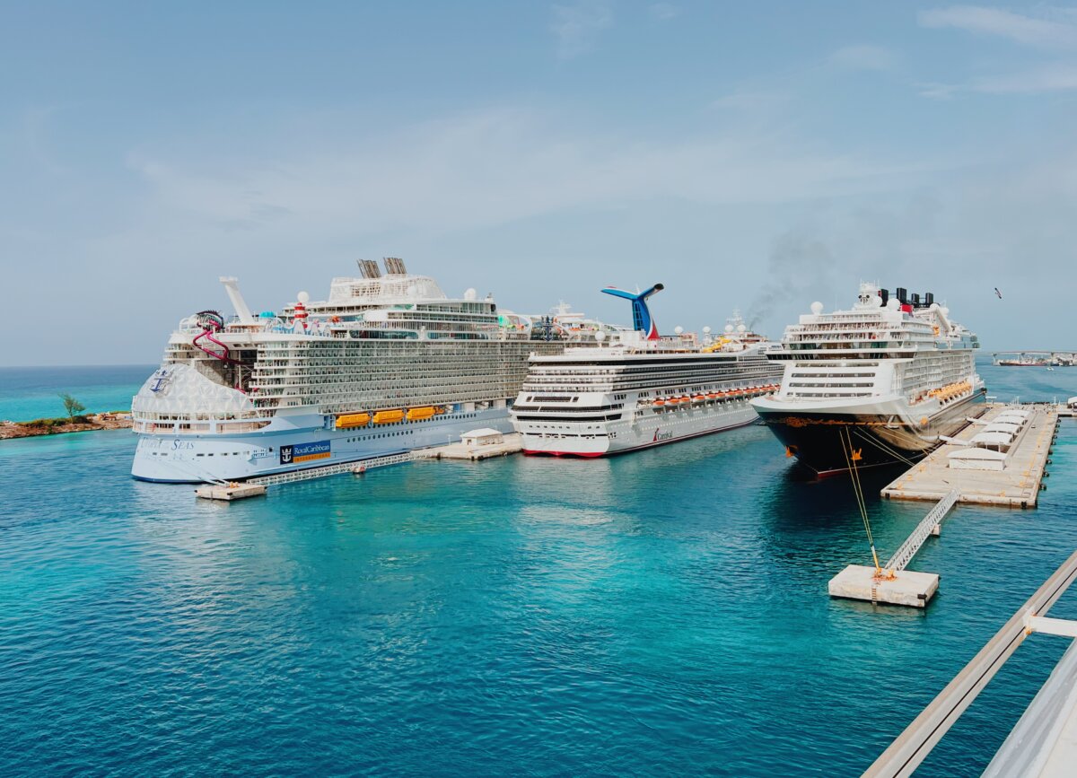 Royal Caribbean, Carnival Cruise Line and Disney Cruise Line docked in Nassau, Bahamas