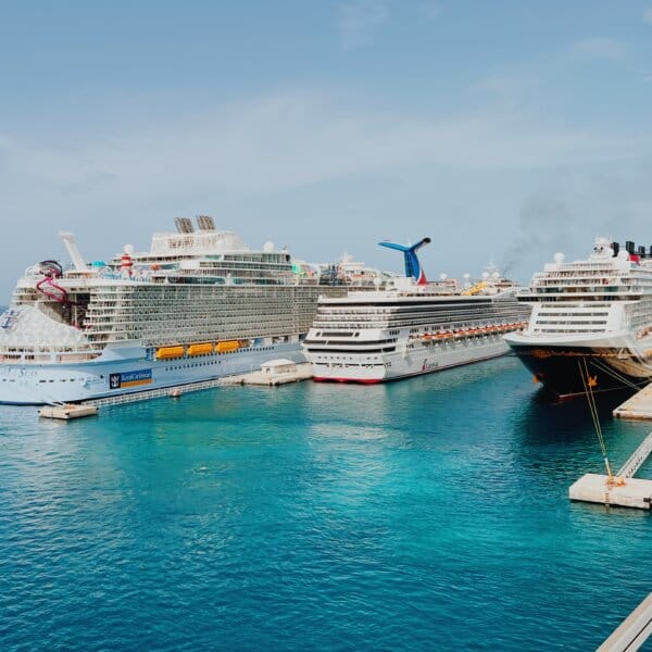 Royal Caribbean, Carnival Cruise Line and Disney Cruise Line docked in Nassau, Bahamas