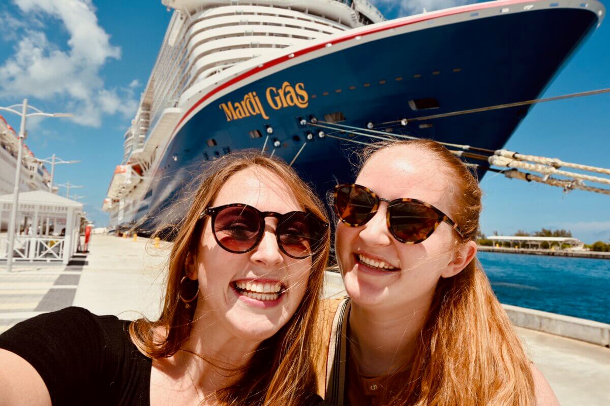 Allie Hubers and Angie Vognild on a Carnival cruise