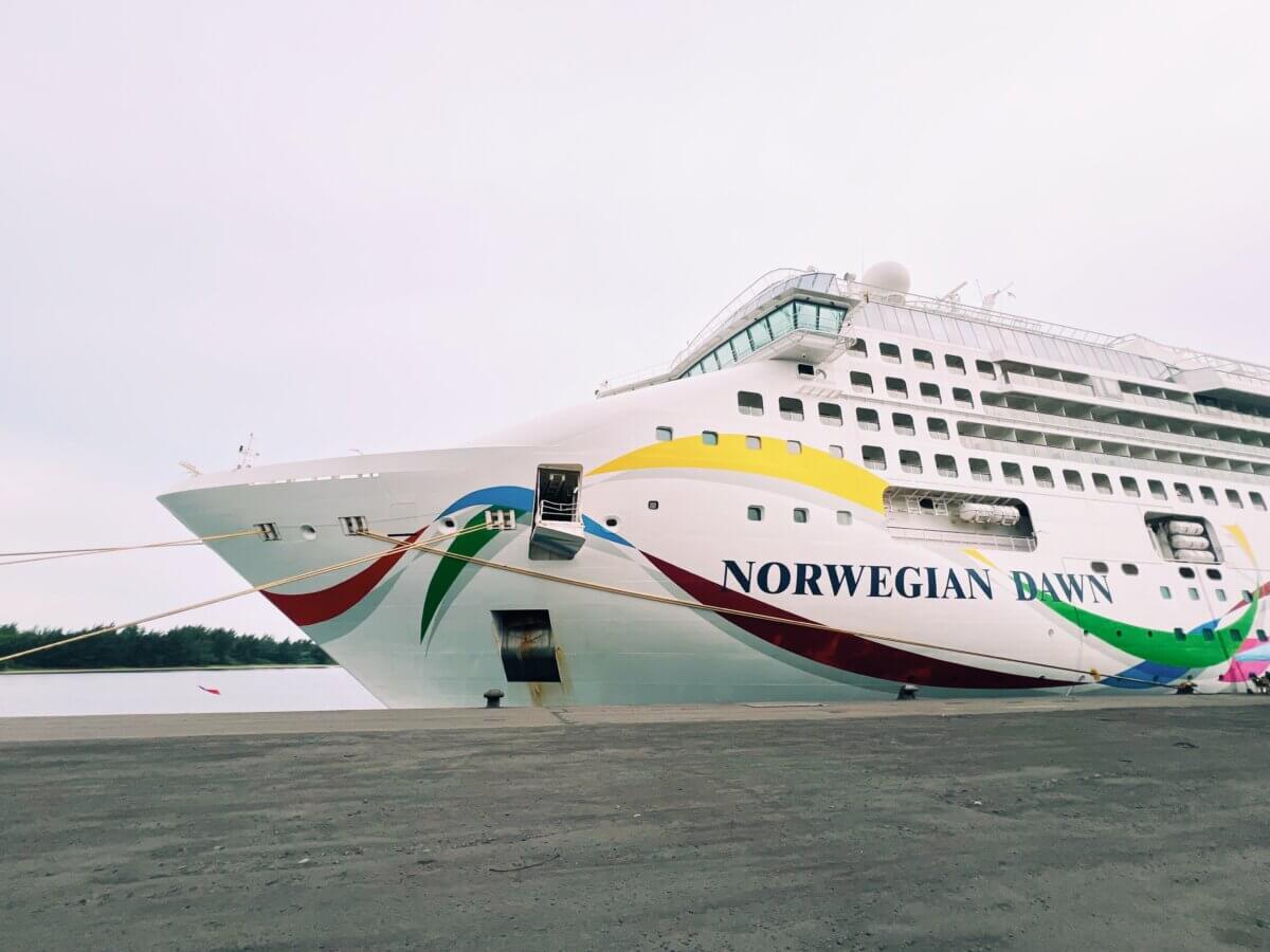 NCL Dawn docked in Africa