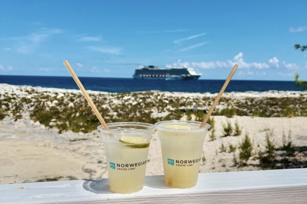 Two drinks at Great Stirrup Cay, Norwegian's private island