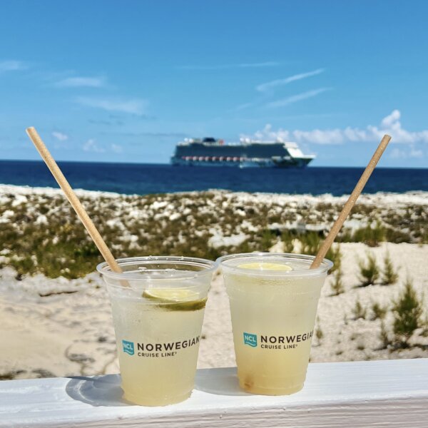 Two drinks at Great Stirrup Cay, Norwegian's private island