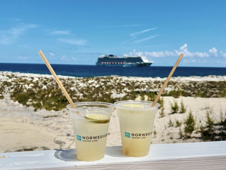 Two drinks at Great Stirrup Cay, Norwegian's private island